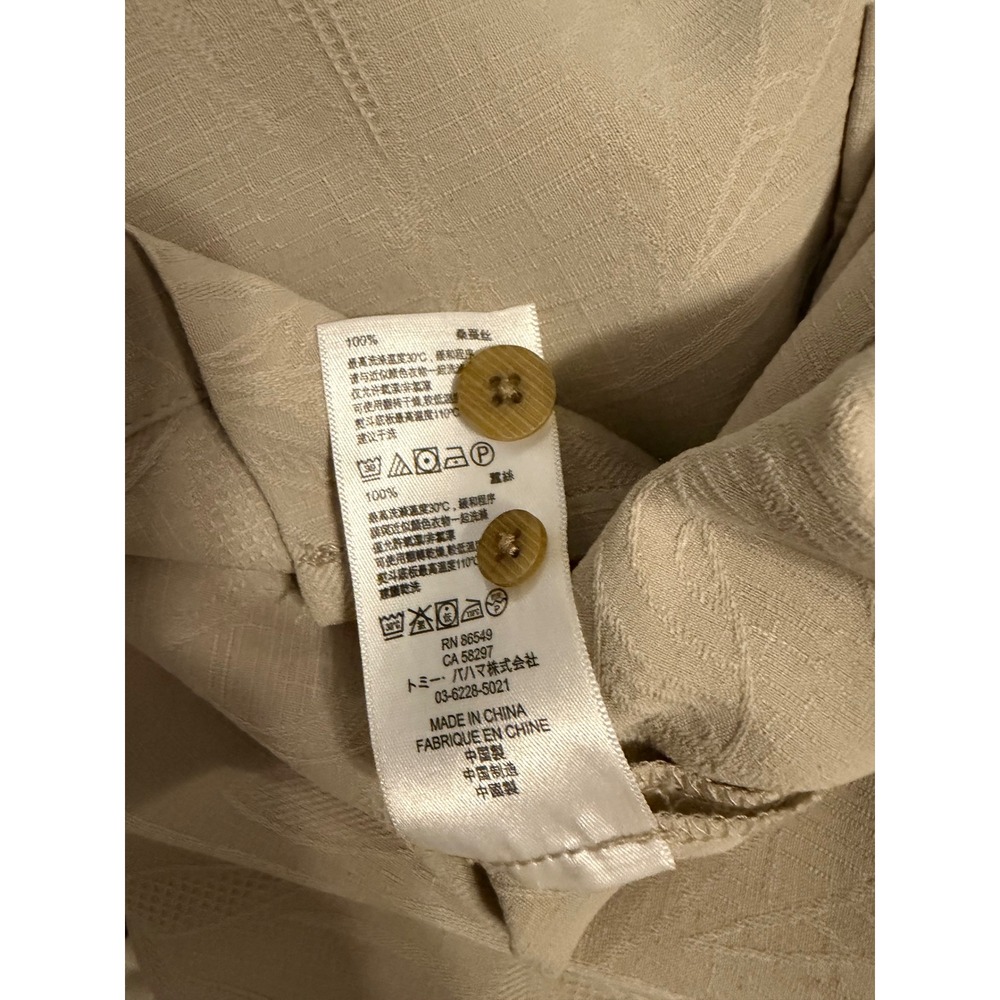 Tommy Bahama Mens Beige 100% Silk Jacquard Leaf Camp Shirt Medium - Picture 8 of 8